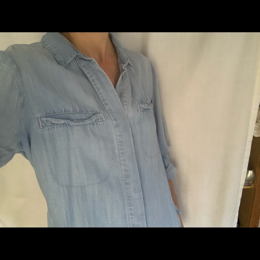 Long Sleeved Denim-look-a-like Tunic